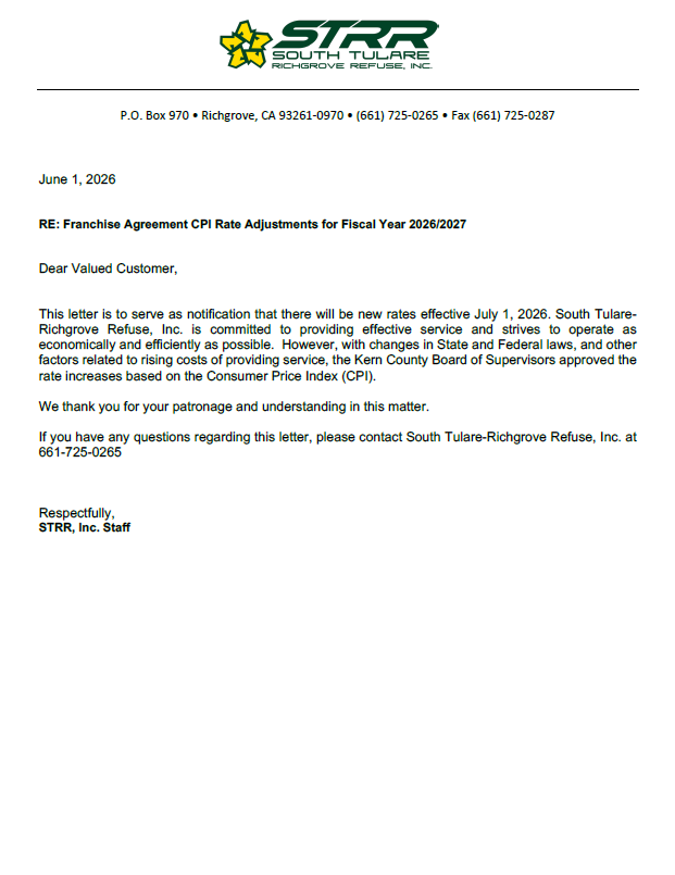 Kern County Rate Notice - Image